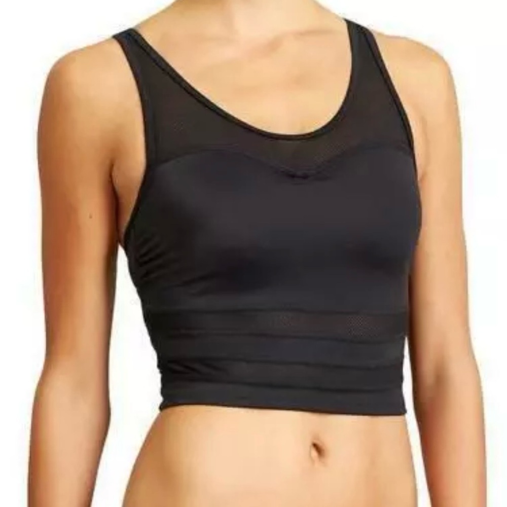 ATHLETA Black Palm Cove Bralette Bikini Swim Swimsuit Longline Bra Top 32 B/C